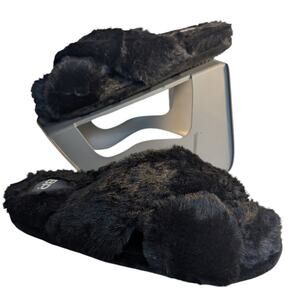 NORDSTROM BP Plush Faux‎ Fur Open Toe Slippers Women's Large (9-10)